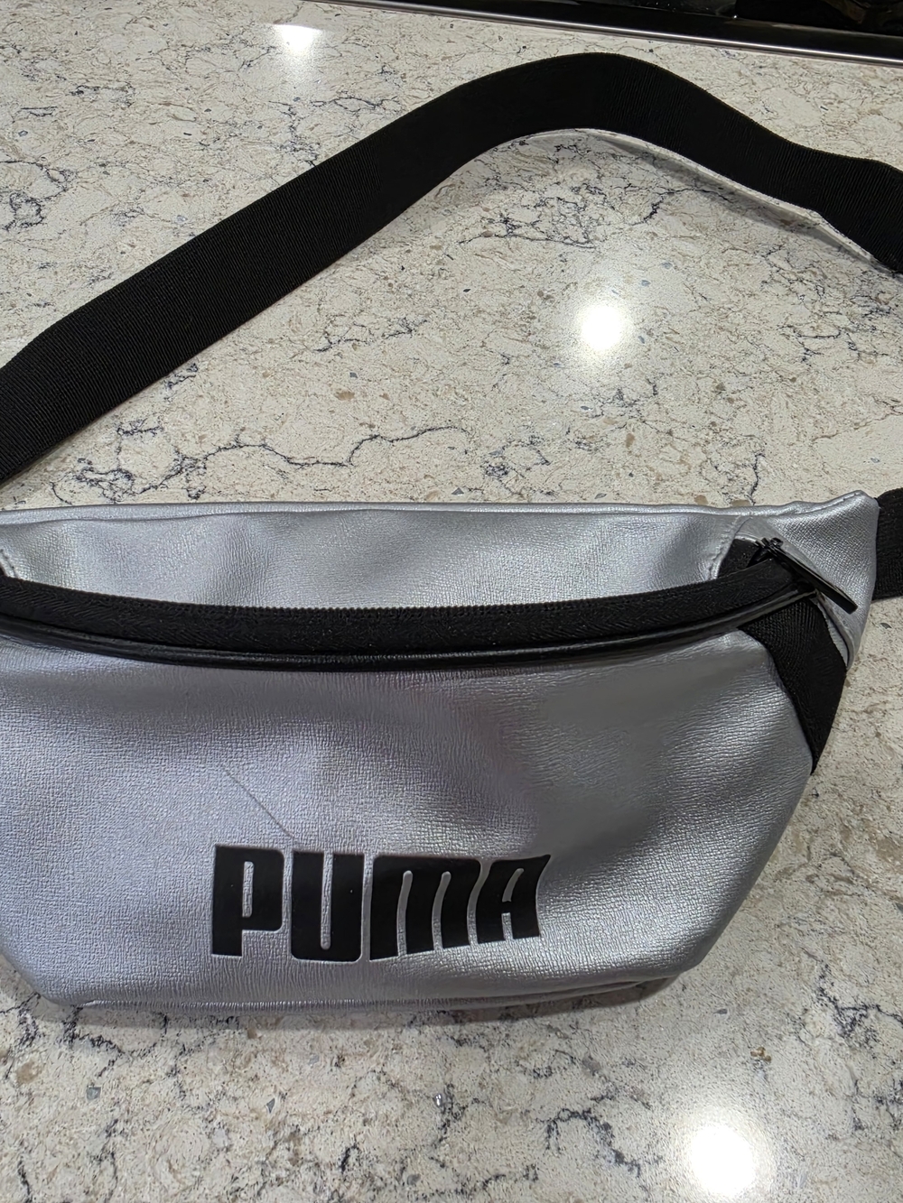 PUMA Silver and Black Waist Bag